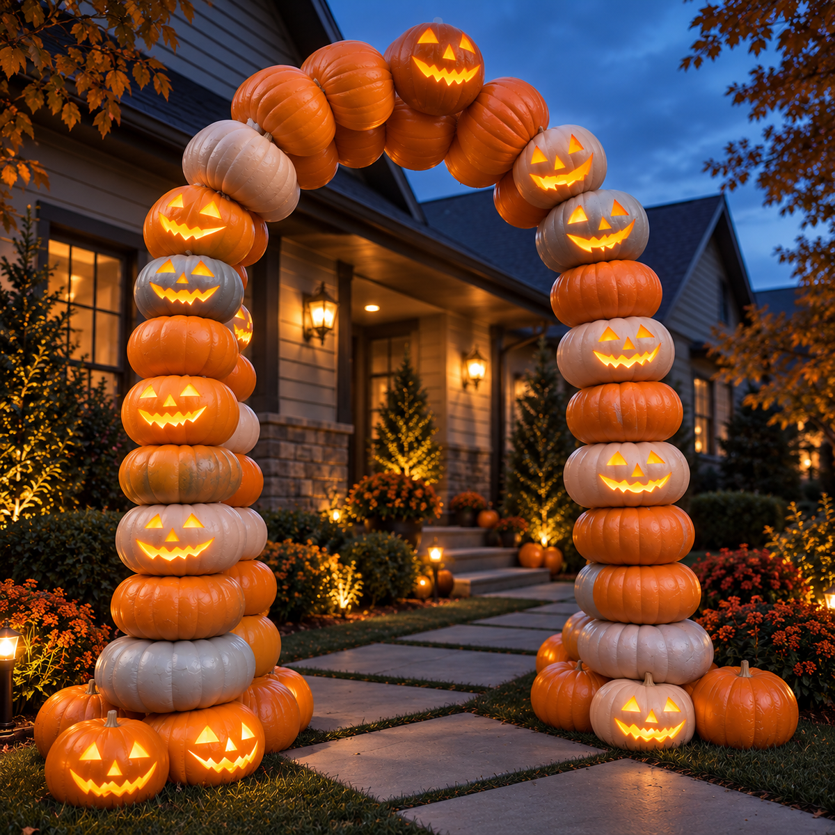 🎃✨ 8.2FT Light-Up Inflatable Pumpkin Arch – Halloween Walk-Through Yard Entrance Decoration 👻