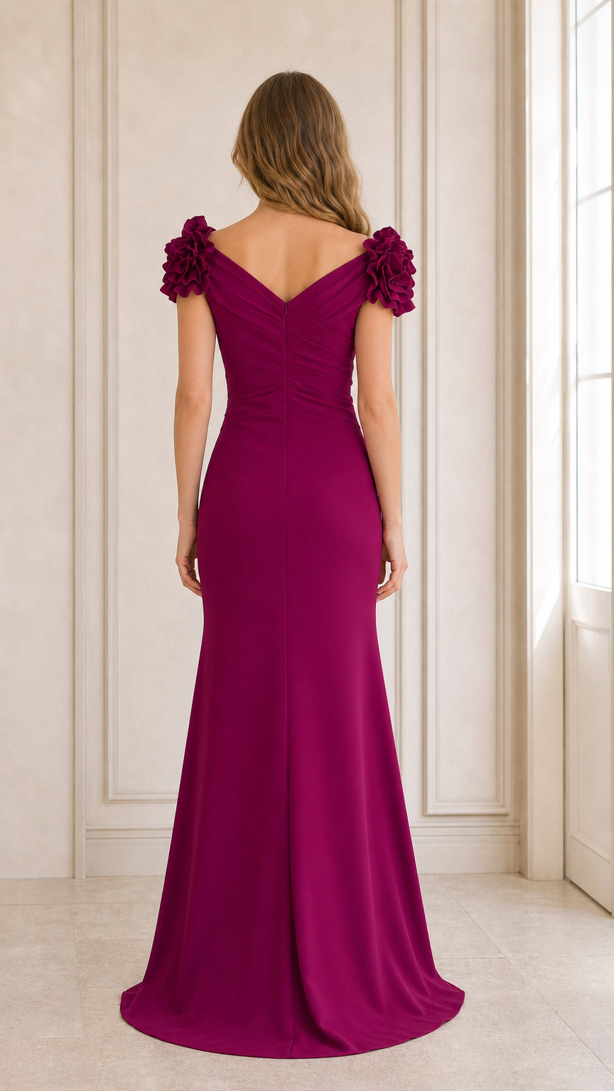 Fuchsia evening dress back view