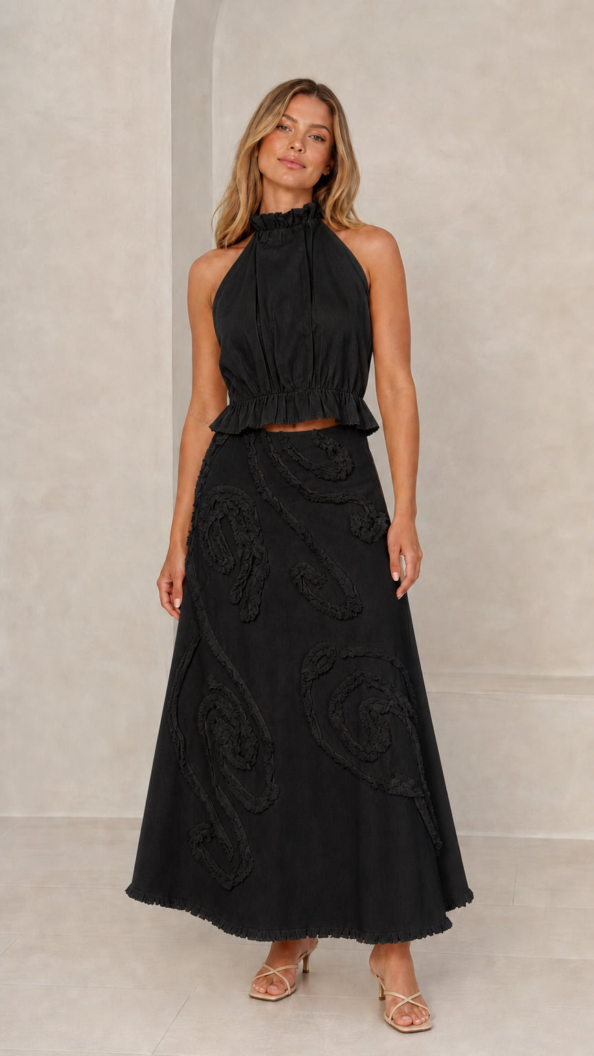 Full view of Black two-piece set