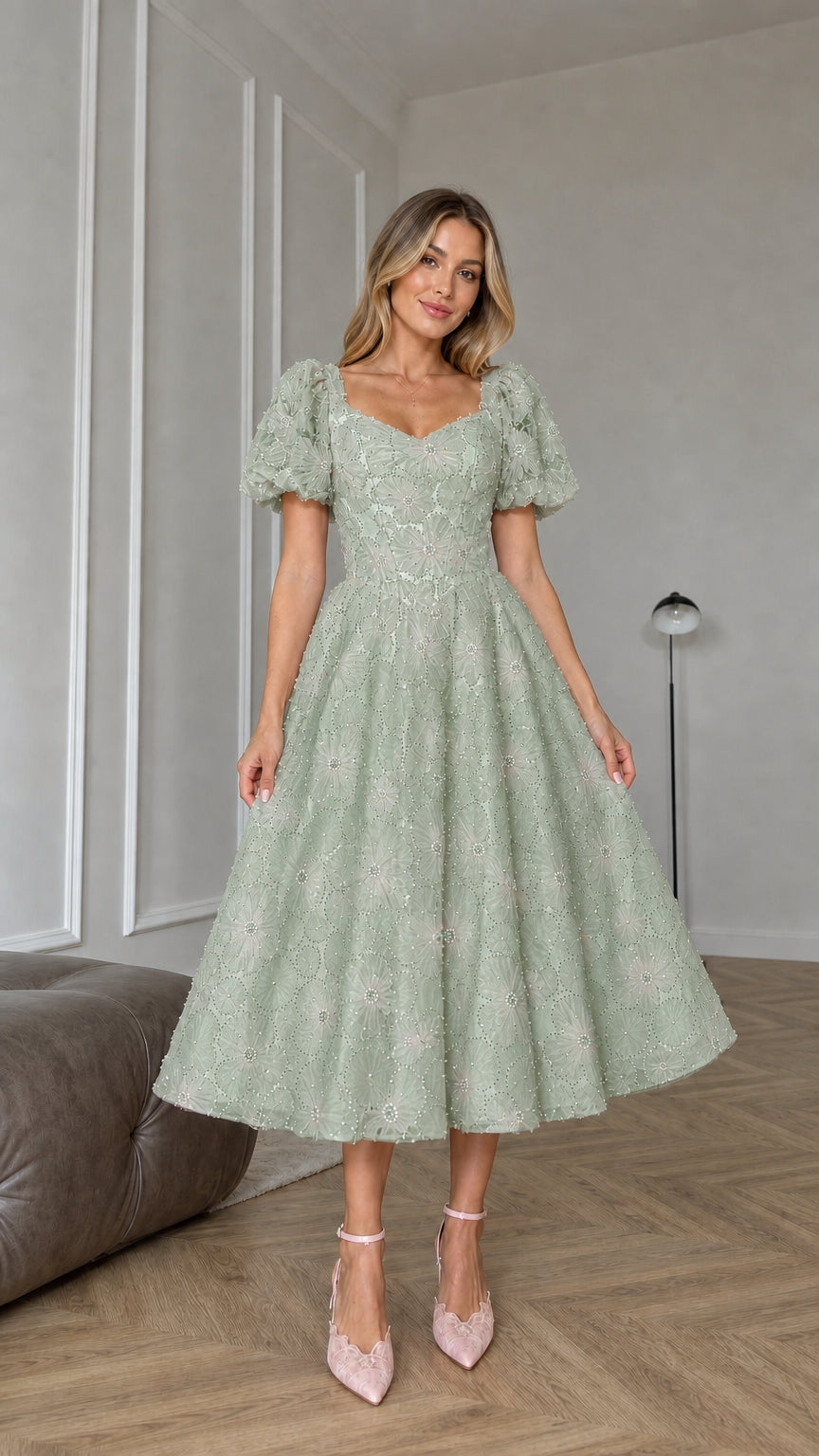 Front view of sage green color variant