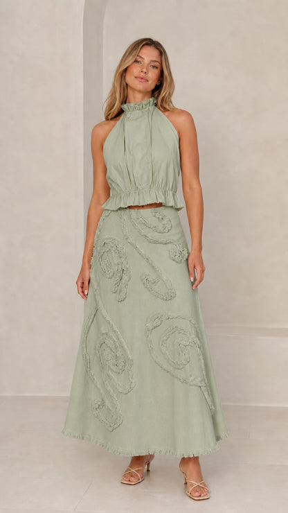 Full view of Sage Green two-piece set