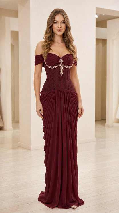 Front view in burgundy color variant