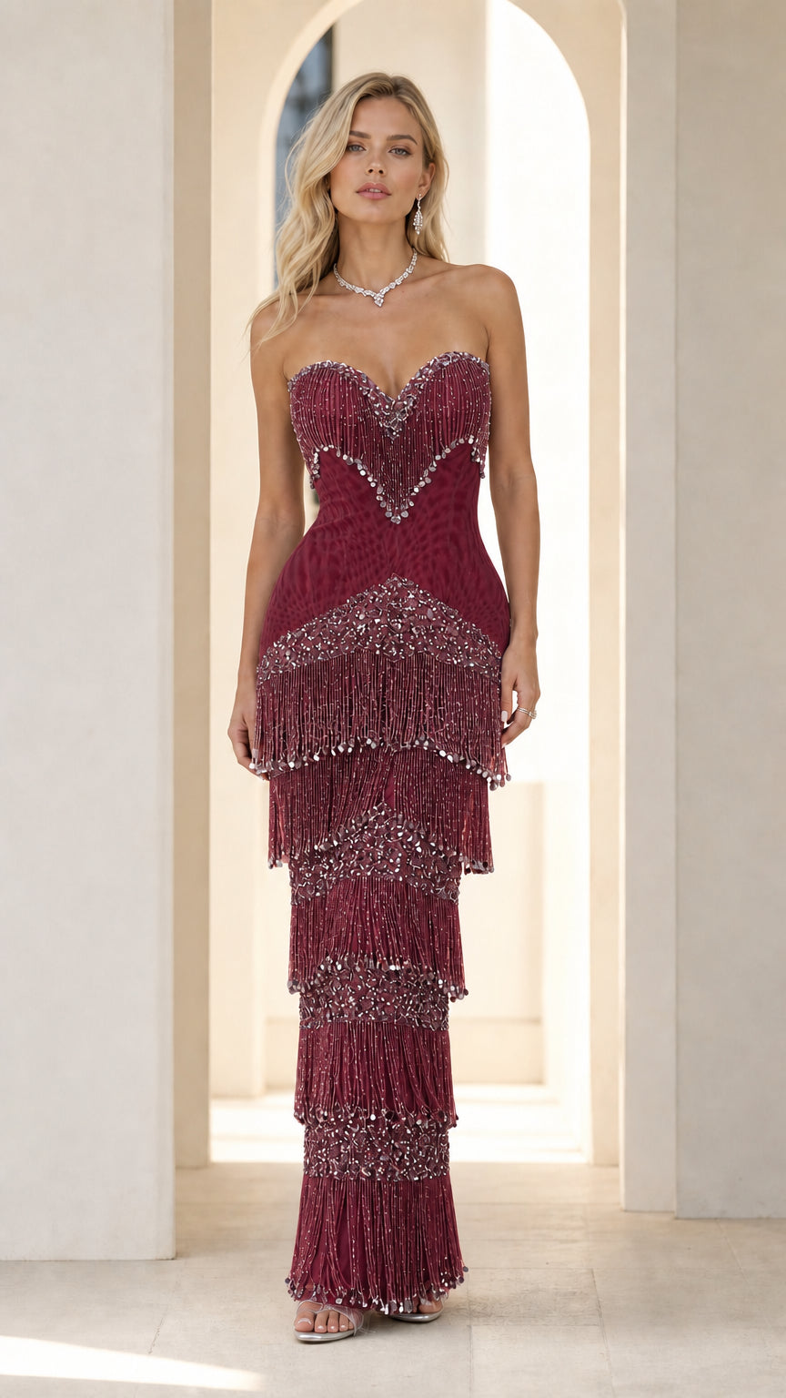 Front view in burgundy color variant