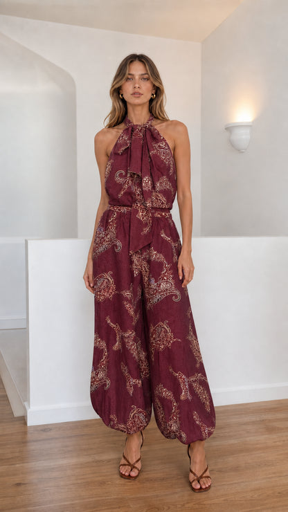 Full front view of the burgundy color variant