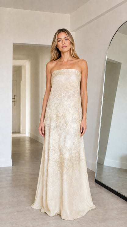 Ethereal Ombre Strapless Maxi Dress in Champagne variant