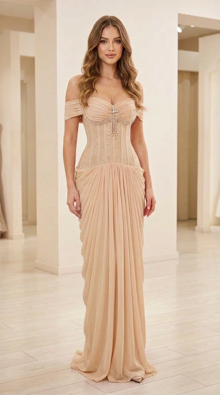 Front view in champagne color variant