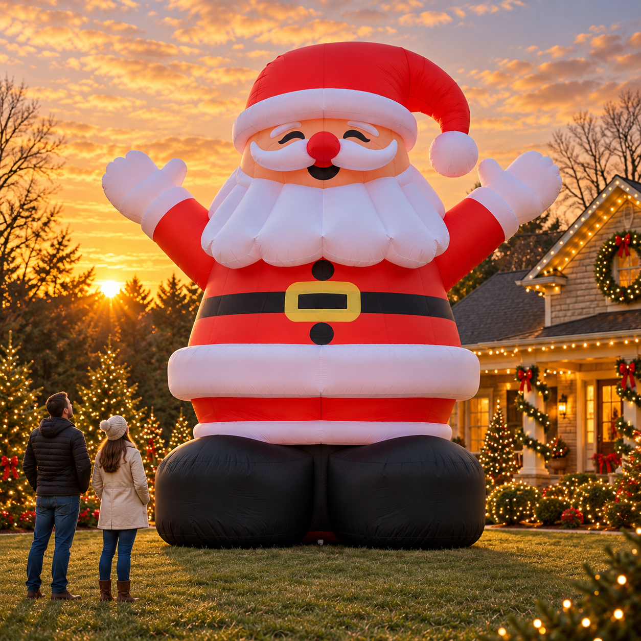 🎄🎅🦃 Giant Holiday Inflatable Trio – 3-Piece Christmas Tree, Santa & Thanksgiving Turkey Yard Set