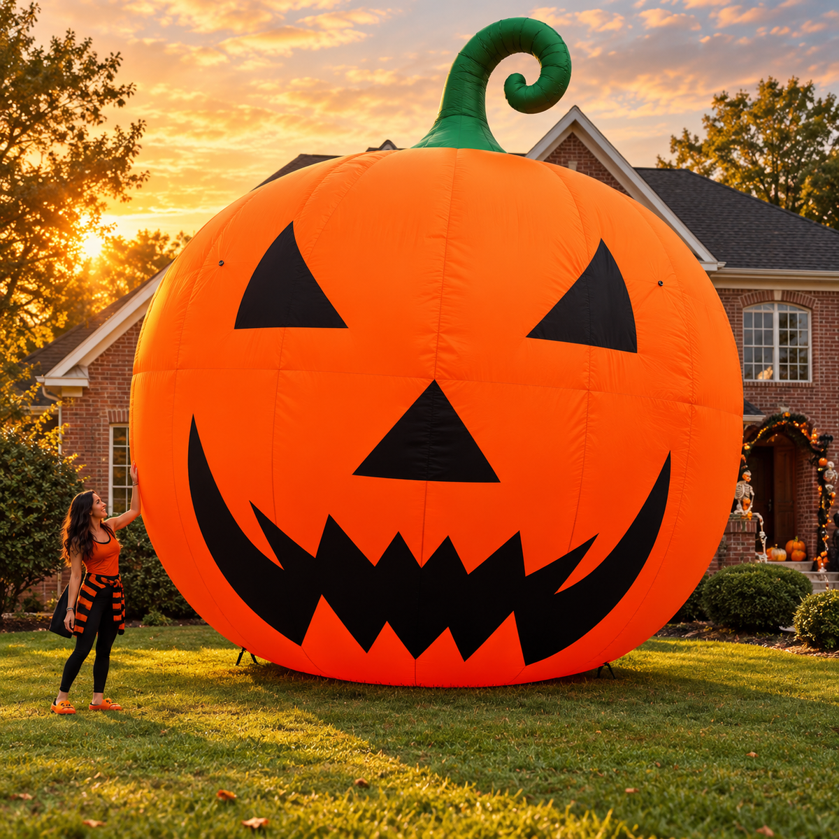 🎃 19.7FT Giant Halloween Pumpkin Inflatable 👻 – Oversized Jack-O’-Lantern Yard Display