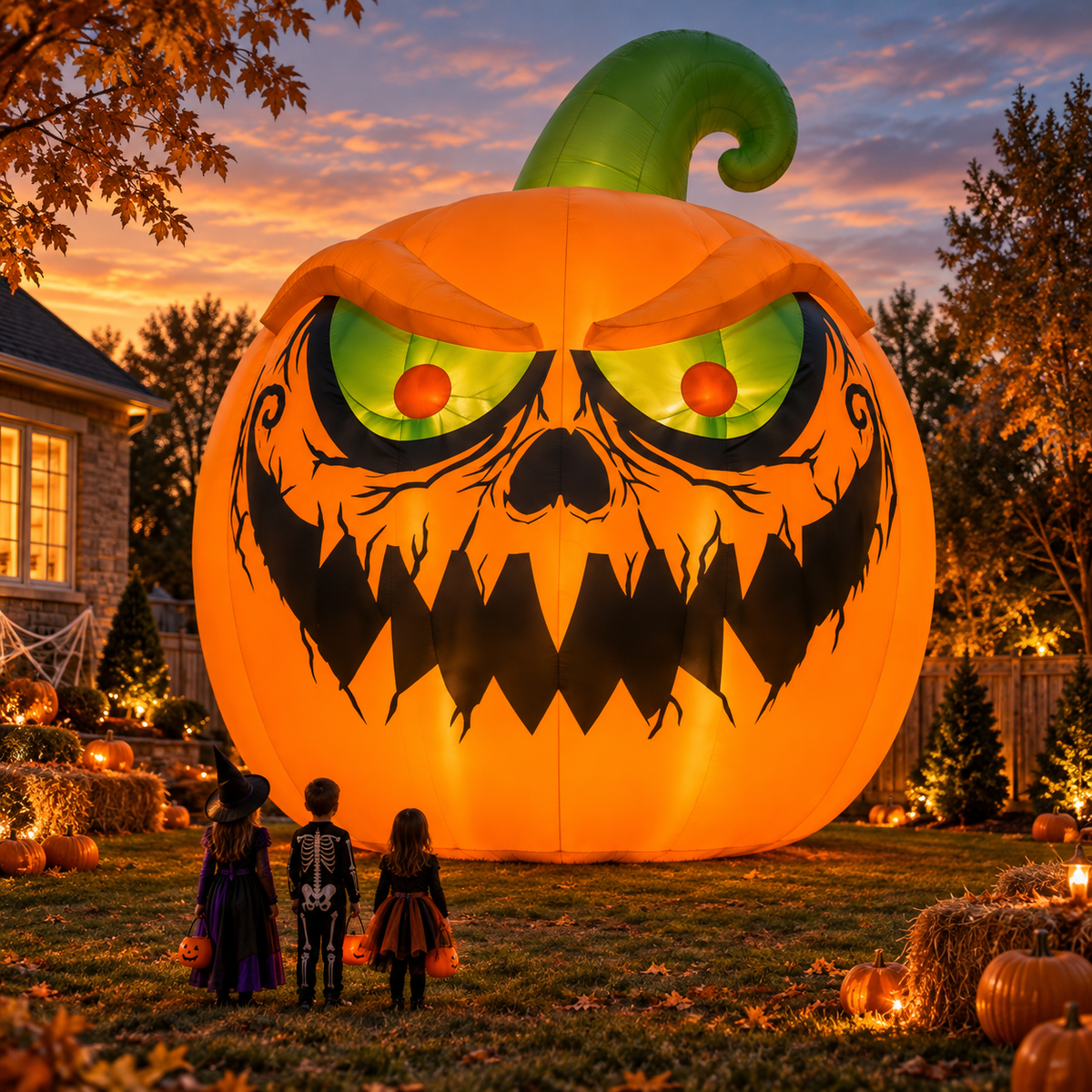 🎃🔥 16.4FT Giant Evil Pumpkin Inflatable – Light-Up Halloween Monster Yard Decoration 👻