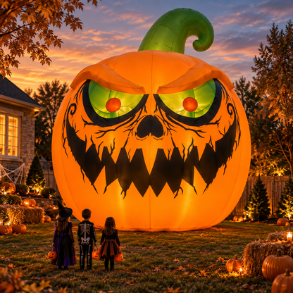 🎃🔥 16.4FT Giant Evil Pumpkin Inflatable – Light-Up Halloween Monster Yard Decoration 👻