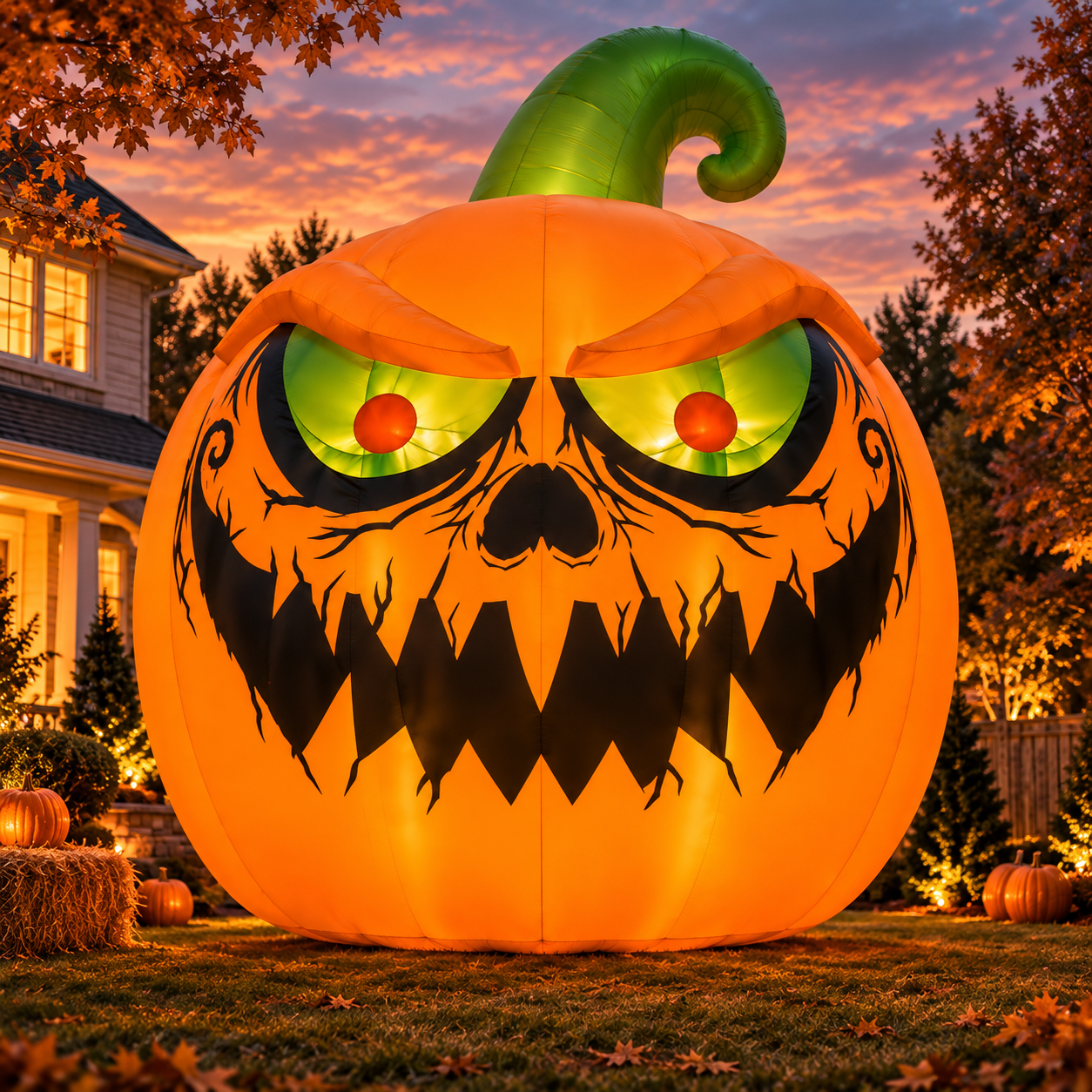 🎃🔥 16.4FT Giant Evil Pumpkin Inflatable – Light-Up Halloween Monster Yard Decoration 👻