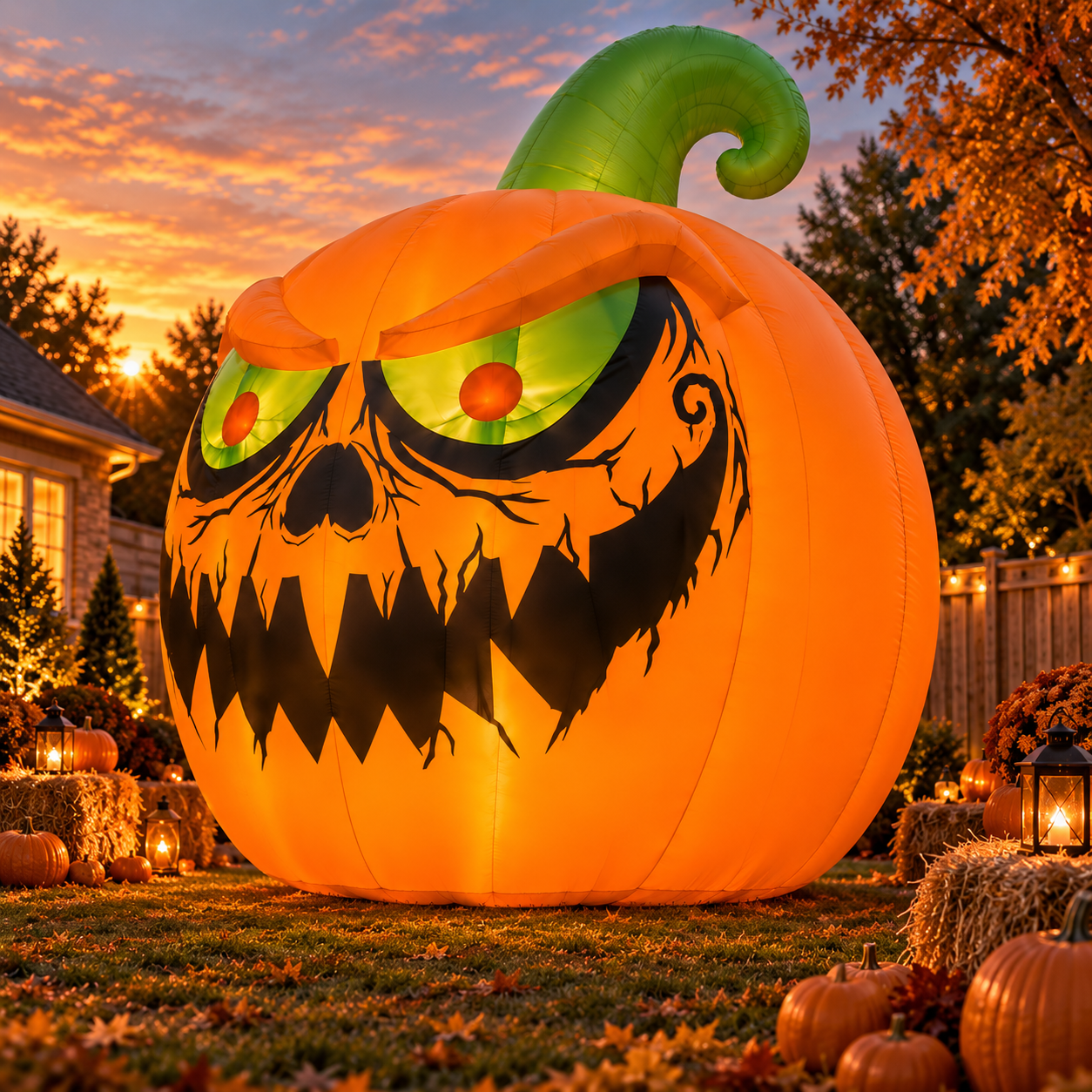 🎃🔥 16.4FT Giant Evil Pumpkin Inflatable – Light-Up Halloween Monster Yard Decoration 👻
