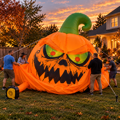 🎃🔥 16.4FT Giant Evil Pumpkin Inflatable – Light-Up Halloween Monster Yard Decoration 👻
