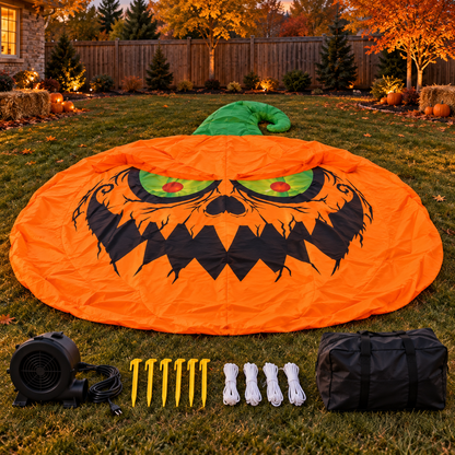 🎃🔥 16.4FT Giant Evil Pumpkin Inflatable – Light-Up Halloween Monster Yard Decoration 👻