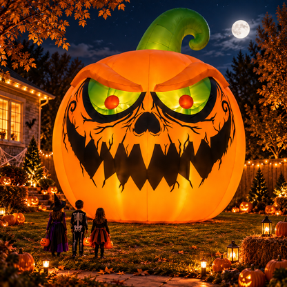 🎃🔥 16.4FT Giant Evil Pumpkin Inflatable – Light-Up Halloween Monster Yard Decoration 👻