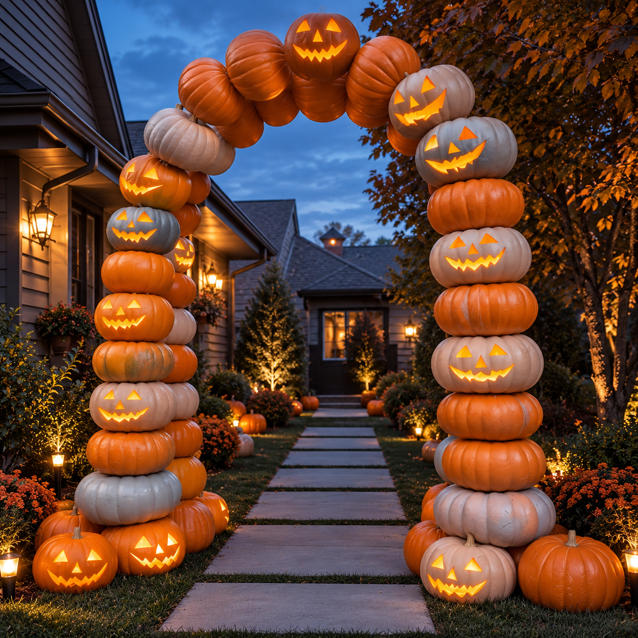 🎃✨ 8.2FT Light-Up Inflatable Pumpkin Arch – Halloween Walk-Through Yard Entrance Decoration 👻