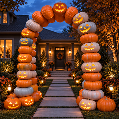🎃✨ 8.2FT Light-Up Inflatable Pumpkin Arch – Halloween Walk-Through Yard Entrance Decoration 👻