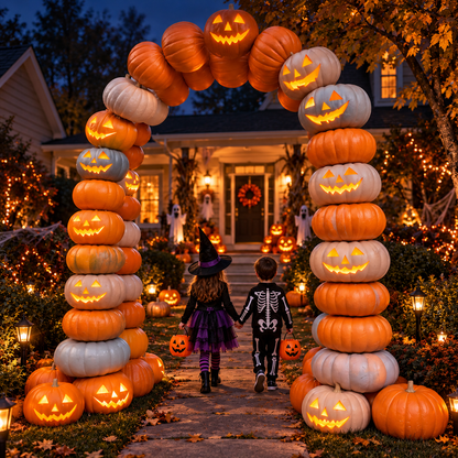 🎃✨ 8.2FT Light-Up Inflatable Pumpkin Arch – Halloween Walk-Through Yard Entrance Decoration 👻