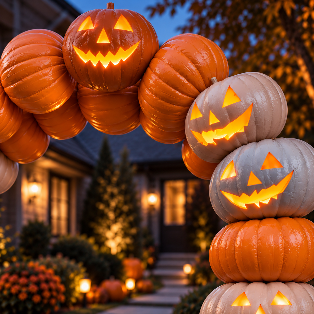 🎃✨ 8.2FT Light-Up Inflatable Pumpkin Arch – Halloween Walk-Through Yard Entrance Decoration 👻