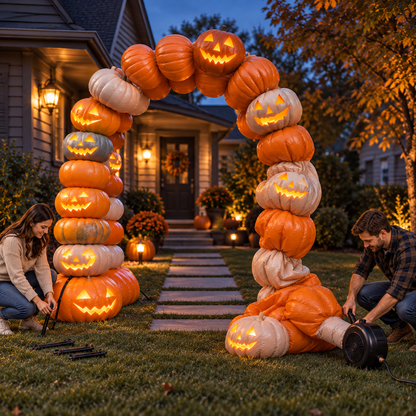 🎃✨ 8.2FT Light-Up Inflatable Pumpkin Arch – Halloween Walk-Through Yard Entrance Decoration 👻