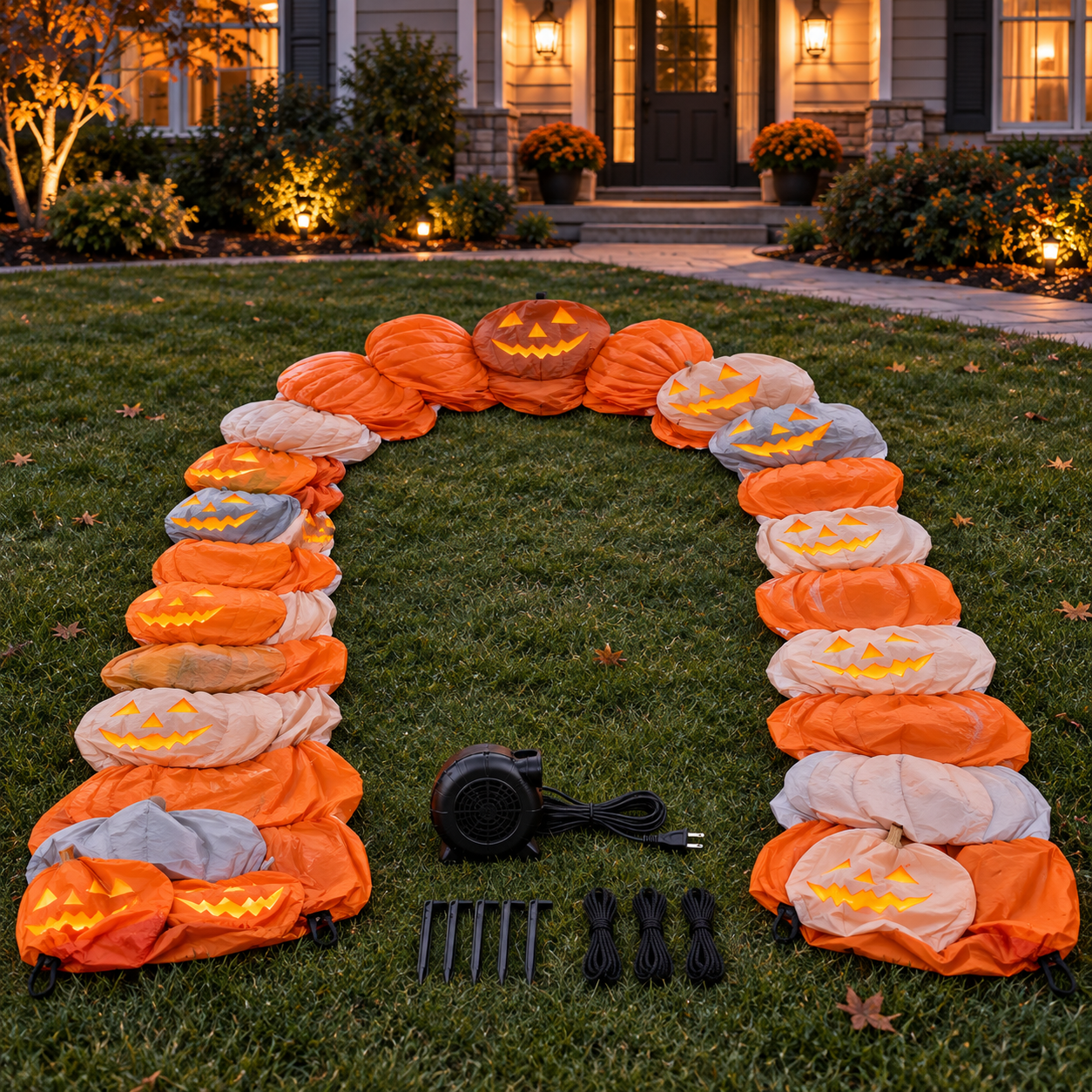 🎃✨ 8.2FT Light-Up Inflatable Pumpkin Arch – Halloween Walk-Through Yard Entrance Decoration 👻