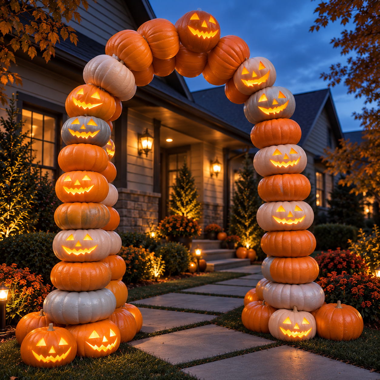 🎃✨ 8.2FT Light-Up Inflatable Pumpkin Arch – Halloween Walk-Through Yard Entrance Decoration 👻