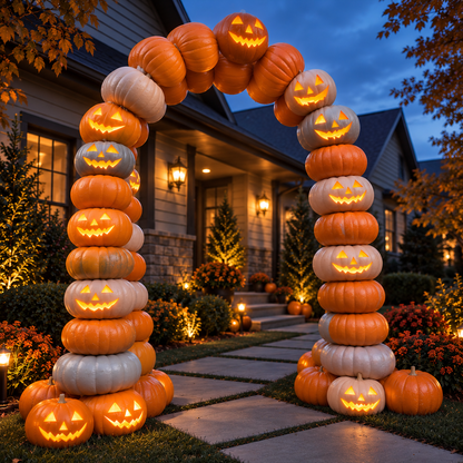 🎃✨ 8.2FT Light-Up Inflatable Pumpkin Arch – Halloween Walk-Through Yard Entrance Decoration 👻