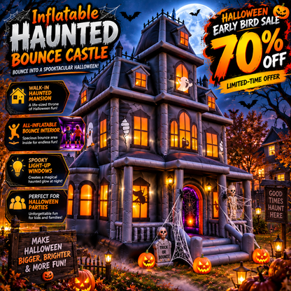 🏚️🎃 Giant Haunted Mansion Inflatable Bounce Castle 👻 – Walk-In Halloween Bounce House & Party Attraction