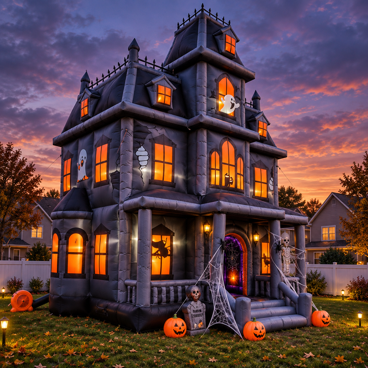 🏚️🎃 Giant Haunted Mansion Inflatable Bounce Castle 👻 – Walk-In Halloween Bounce House & Party Attraction