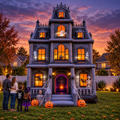🏚️🎃 Giant Haunted Mansion Inflatable Bounce Castle 👻 – Walk-In Halloween Bounce House & Party Attraction
