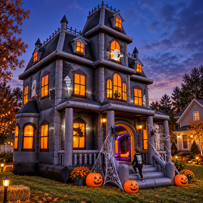 🏚️🎃 Giant Haunted Mansion Inflatable Bounce Castle 👻 – Walk-In Halloween Bounce House & Party Attraction