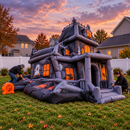 🏚️🎃 Giant Haunted Mansion Inflatable Bounce Castle 👻 – Walk-In Halloween Bounce House & Party Attraction