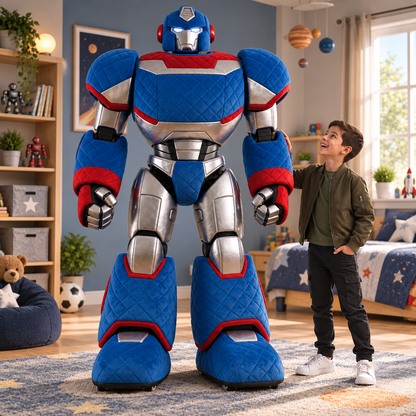🤖 Giant Kids Mecha Play Cabin 🚀 – Interactive Robot Cockpit with Toy Display Shelves & Slow-Move Wheels