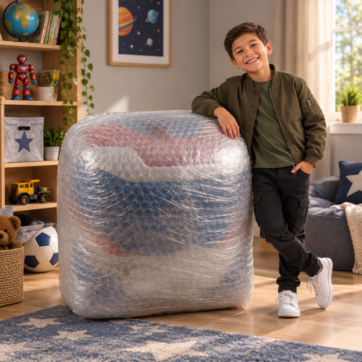 🤖 Giant Kids Mecha Play Cabin 🚀 – Interactive Robot Cockpit with Toy Display Shelves & Slow-Move Wheels