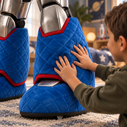 🤖 Giant Kids Mecha Play Cabin 🚀 – Interactive Robot Cockpit with Toy Display Shelves & Slow-Move Wheels