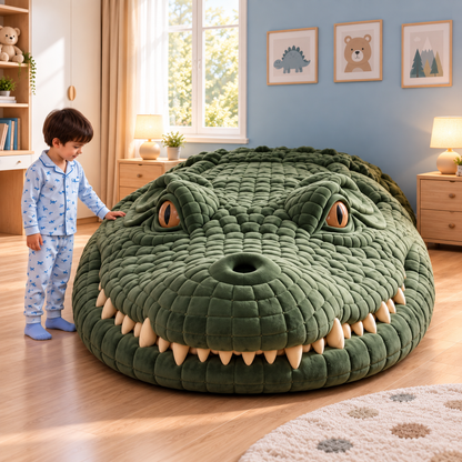 🐊 Giant Crocodile Inflatable Bed 🛏️ – One-Touch Kids Adventure Sleep & Reading Hideaway
